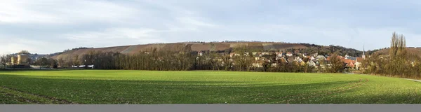 Vista al pueblo Frickenhausen en el río Main — Foto de Stock