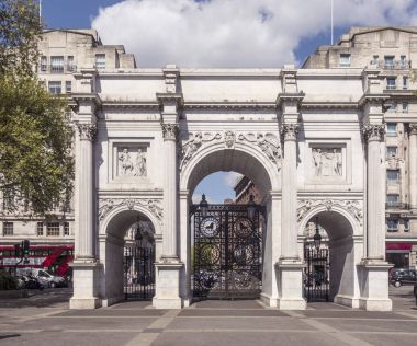 Marble Arch is a 19th-century white marble faced triumphal arch  clipart