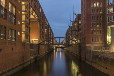 tarihi Speicherstadt Hamburg'da bir UNESCO Dünya Miras Listesi