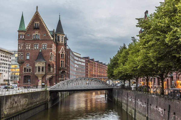 Historiska Speicherstadt i Hamburg, ett världsarv — Stockfoto