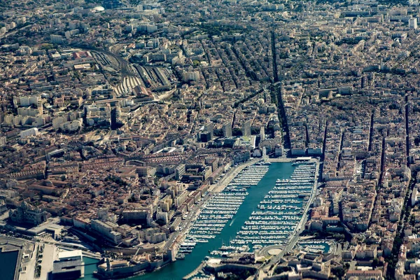 Aerial of harbor of Marseilles — Stock Photo, Image