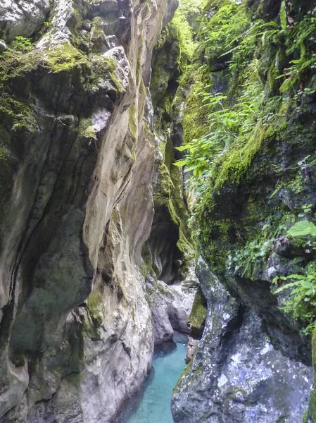 Vista para o famoso canyon tolmin — Fotografia de Stock