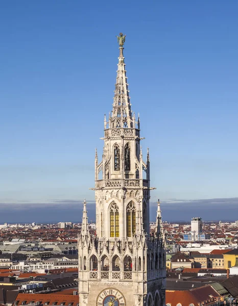 Antena de Munique com torre de nova prefeitura — Fotografia de Stock