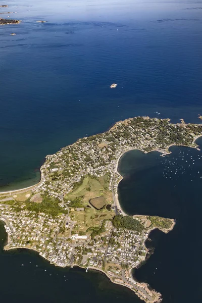 Boston, Massachussets yakınındaki Nahant adasının havadan görünümü — Stok fotoğraf