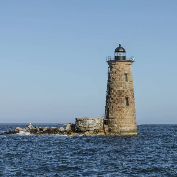 Faro de Whaleback frente a la costa de Portsmouth Maine —  Fotos de Stock