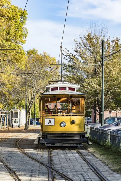 Stary zabytkowy tramwaj w Lowell — Zdjęcie stockowe