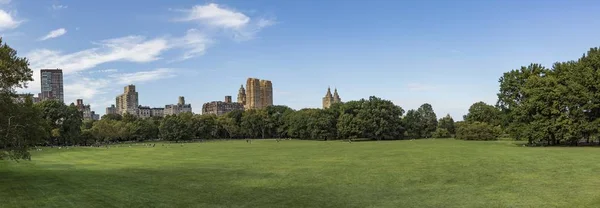 Sheep Meadow Central Park z skyline — Zdjęcie stockowe