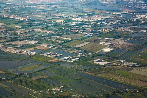 Aerial of rice fields near the Airport in Bangkok — Stock Photo, Image
