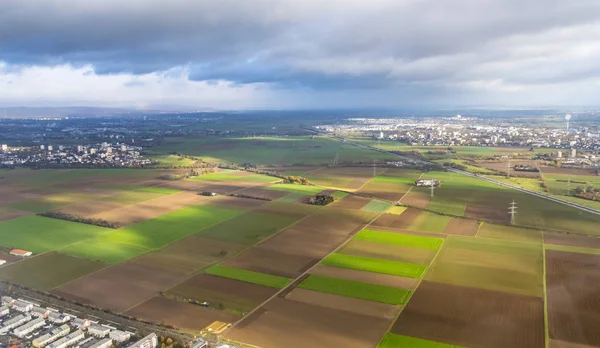 Letecký venkovské krajiny nedaleko Frankfurtu nad Mohanem — Stock fotografie