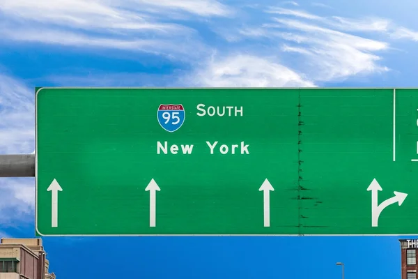 Street sign new york at the highway — Stock Photo, Image