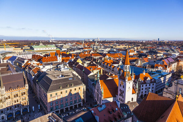 View to old town hall in Munich under blue sky