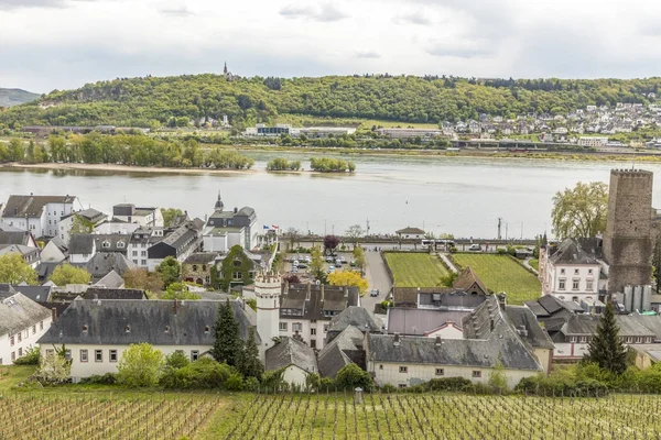 View to village of Ruedesheim at river Rhine — Stock Photo, Image