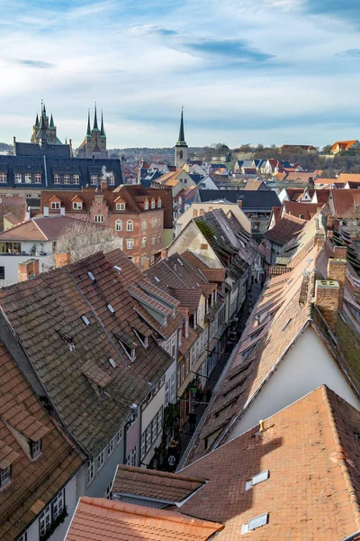 Met het oog op de oude deel van Erfurt — Stockfoto