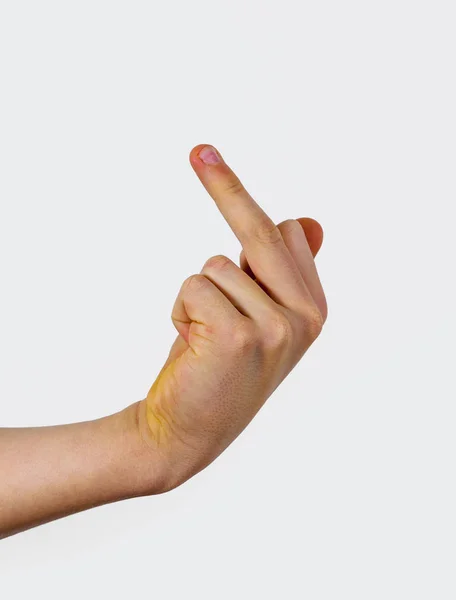 Närbild av manlig hand visar stinkande finger — Stockfoto