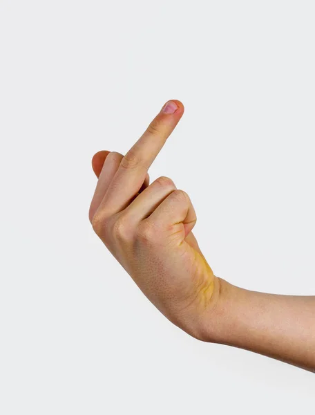 Manlig hand visar fuck off tecken — Stockfoto