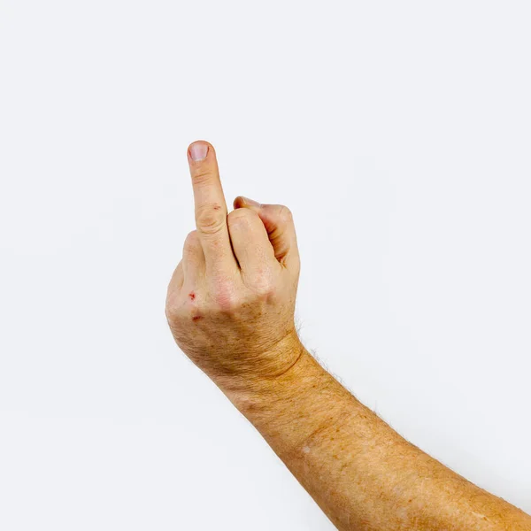 Mannenhand weergegeven: fuck off teken — Stockfoto