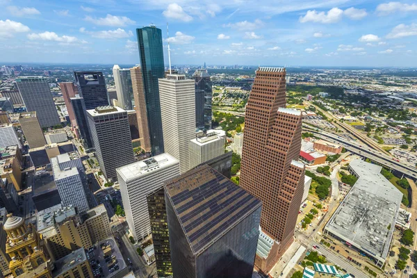 Aerial of modern buildings in downtown Houston — Stock Photo, Image