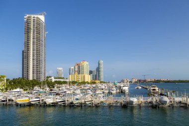 Miami south beach marina manzarası ile