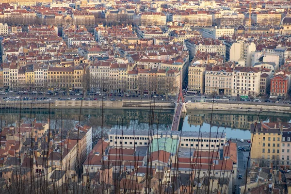 Panorama z Lyonu s řekou — Stock fotografie