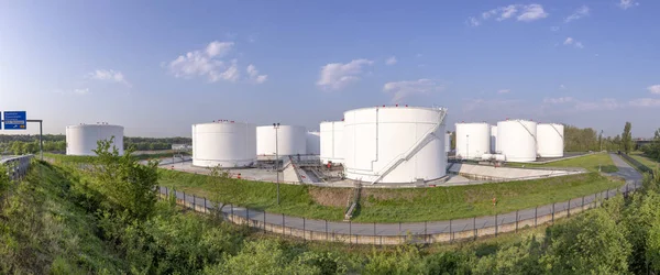 White oil tanks — Stock Photo, Image