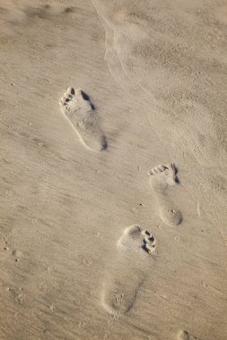 ince kumlu plajda ayak izleri