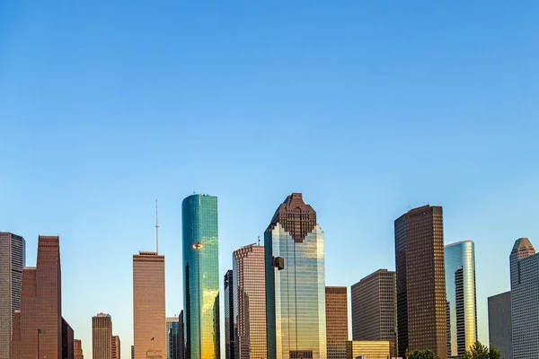 Vista no centro de Houston no final da tarde — Fotografia de Stock