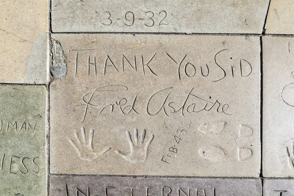 Fred Astaires handprints in Hollywood Boulevard in the concrete — Stock Photo, Image