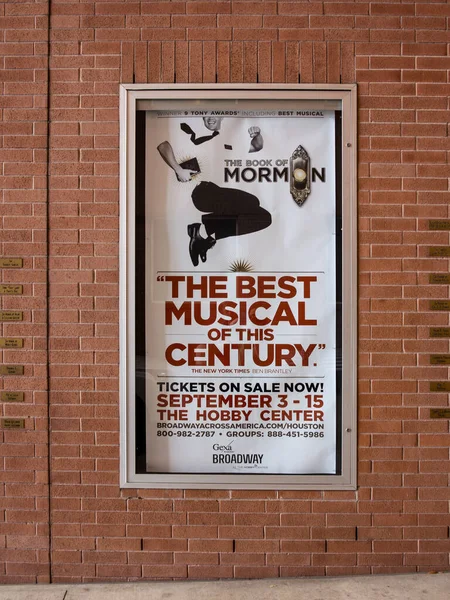 Advertising for the musical The book of Mormon in Houston — Stock Photo, Image