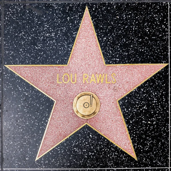 Primer plano de Star en el Paseo de la Fama de Hollywood para Lou Rawl — Foto de Stock