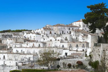 Monte Sant'Angelo'da manzara, Foggia eyaletinin antik köyü, Apulia (Puglia), İtalya