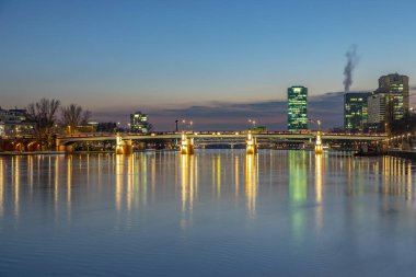 Frankfurt nehri boyunca uzanan Friedensbruecke 'yi barış köprüsü altına aldı 