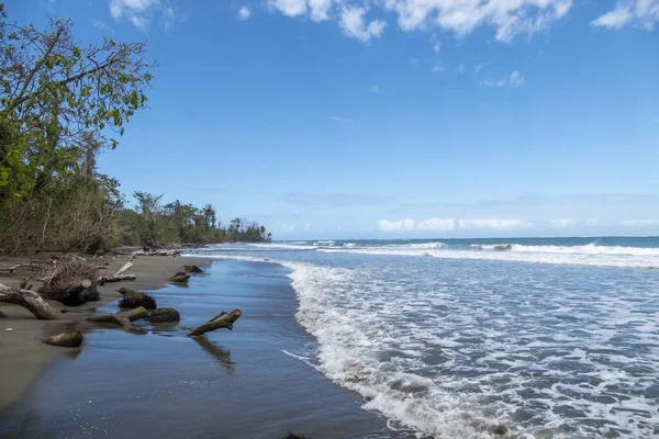 Sandy beach with palm trees in Cahuita, Costa Rica — Stock Photo, Image