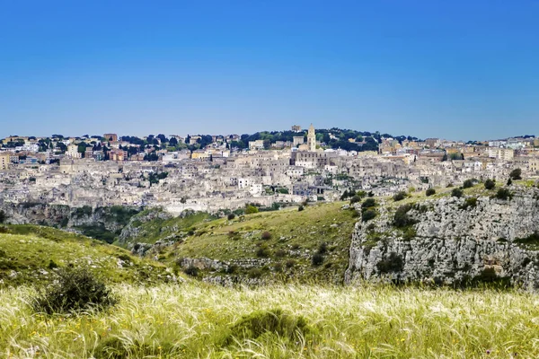 Skyline Matera Stad Med Antika Sassis Italien — Stockfoto