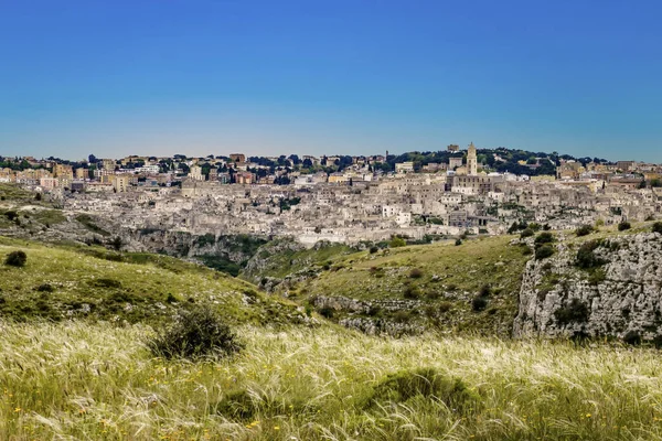 Skyline Matera Stad Med Antika Sassis Italien — Stockfoto