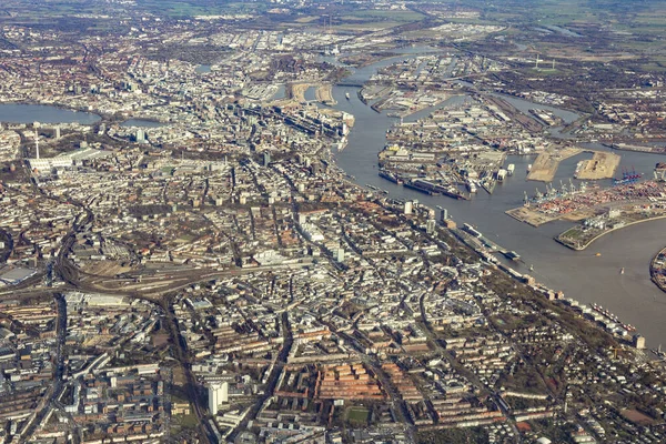 Antenne Van Hamburg Duitsland Het Middaglicht — Stockfoto