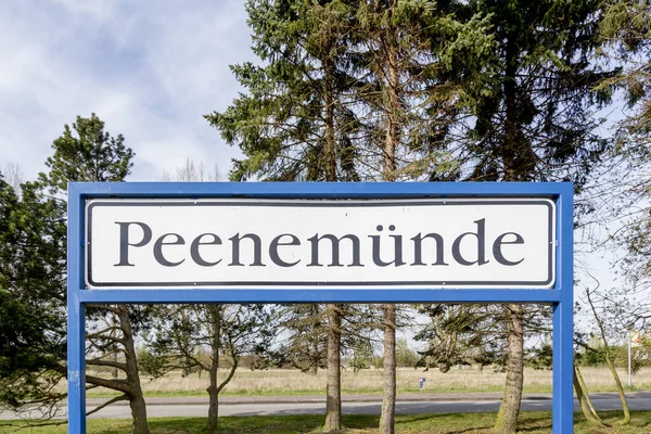 Sign Peenemuende Train Station Peenemuende Usedom Germany — Stock Photo, Image