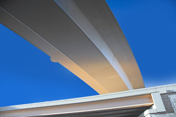 Modern highway construction with overfly architecture at Miami airport under blue sky