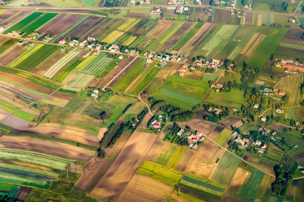 Antenne Von Polnischem Ackerland Der Nähe Von Krakau Hellem Licht — Stockfoto