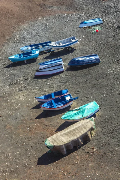 Bateaux Pêcheurs Plage Golfo Lanzarote Espagne — Photo