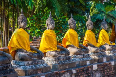 wat yai chai mongkol ayutthaya içinde yakın bangkok, Tayland, Tapınak, Buda heykelleri