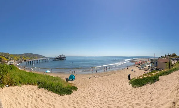 Bellissima Spiaggia Vuota Santa Monica Nella Zona Del Molo Con — Foto Stock