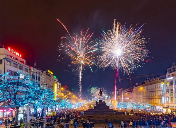 Praga Chequia Enero 2010 Gran Celebración Del Año Nuevo 2019 —  Fotos de Stock