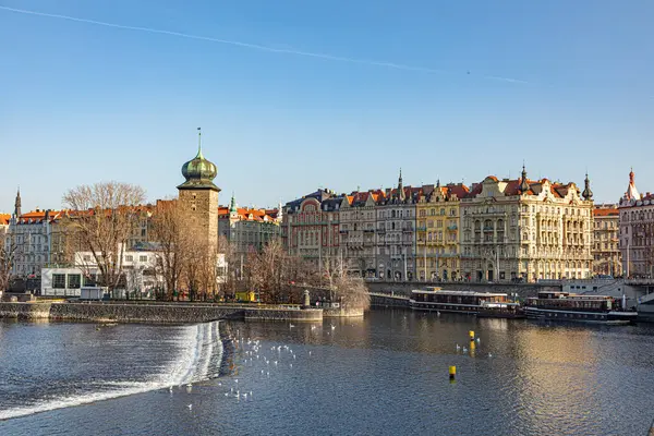 Prague République Tchèque 1Er Janvier 2020 Vue Panoramique Sur Rivière — Photo