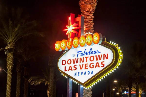 Vítá Vás Skvělé Downtown Las Vegas Znamení Noci — Stock fotografie