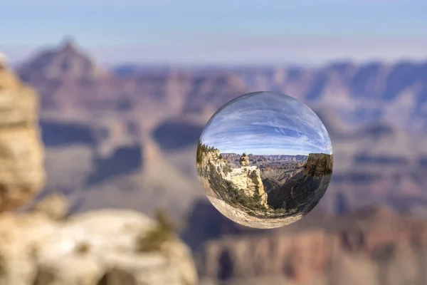Grand Canyon through a lens ball — Stockfoto