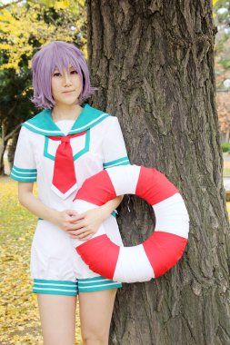 Japonya'da Mamugame-Jou Park Cosplay genç Japon kız