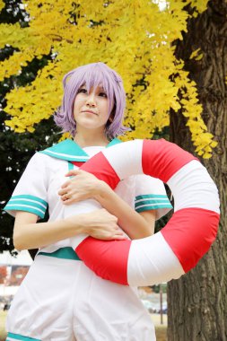 Japonya'da Mamugame-Jou Park Cosplay genç Japon kız