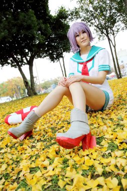 Japonya'da Mamugame-Jou Park Cosplay genç Japon kız