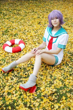 Japonya'da Mamugame-Jou Park Cosplay genç Japon kız