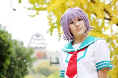 Japonya'da Mamugame-Jou Park Cosplay genç Japon kız